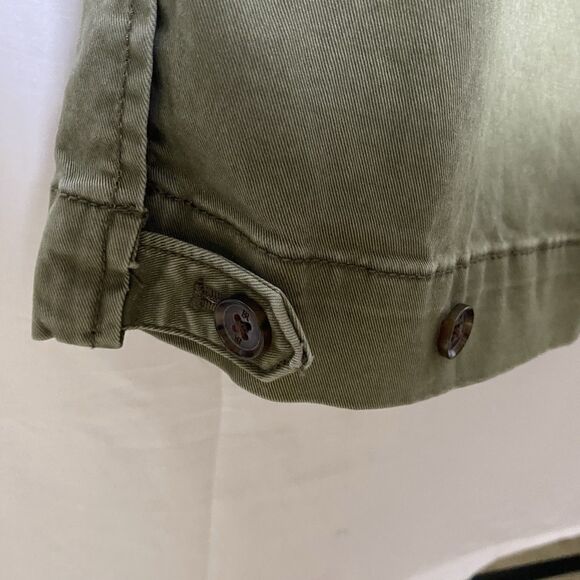BANANA REPUBLIC Twill Pants Straight Ankle Tabs Ultra High Rise Womens 12 Green - Picture 4 of 12
